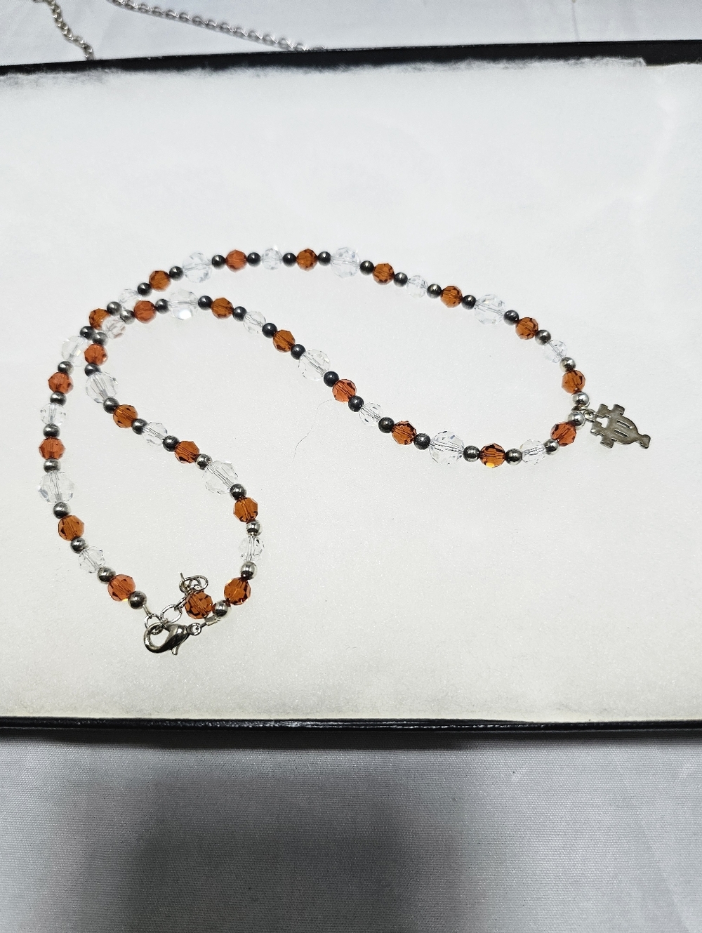 Swarovski Crystal 925 Silver Pendant University Of Tx  Necklace